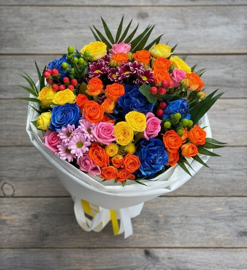 Букет цветов из: Розы и Хризантемы в Рудничном Кемеровской области