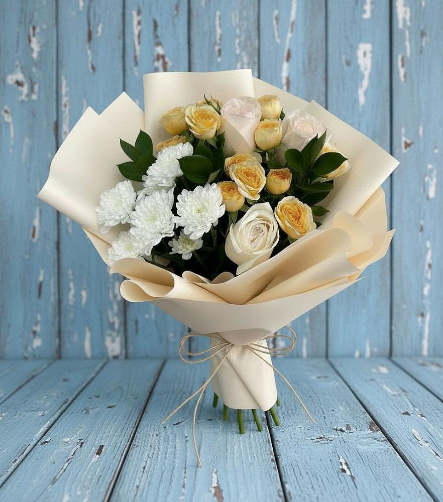 Букет цветов из: Розы и Хризантемы в Рудничном Кемеровской области