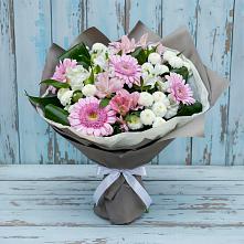 Букет цветов из:  Герберы, Альстромерии и Хризантемы в Рудничном Кемеровской области