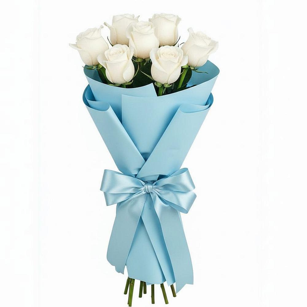 Букет 7 белых роз Проуд в Рудничном Кемеровской области