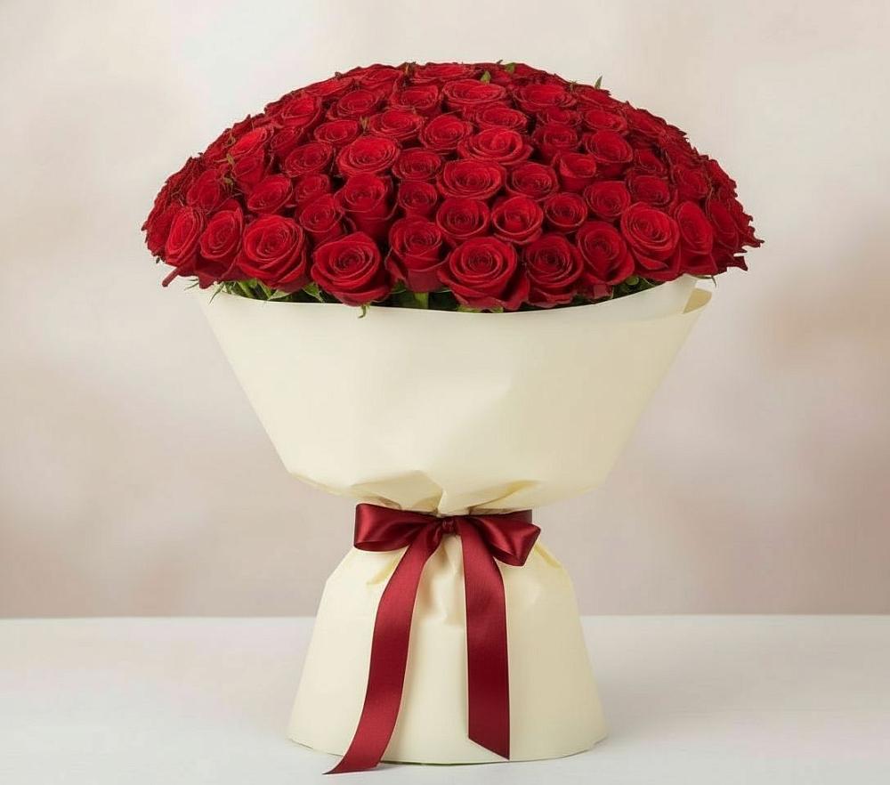 Букет 101 Красная роза Милано в Рудничном Кемеровской области