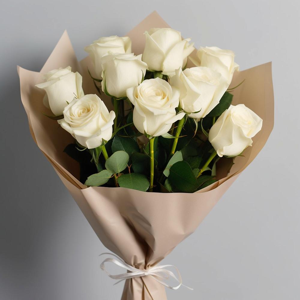Букет 9 Белых роз Эдлесс Лав в Рудничном Кемеровской области