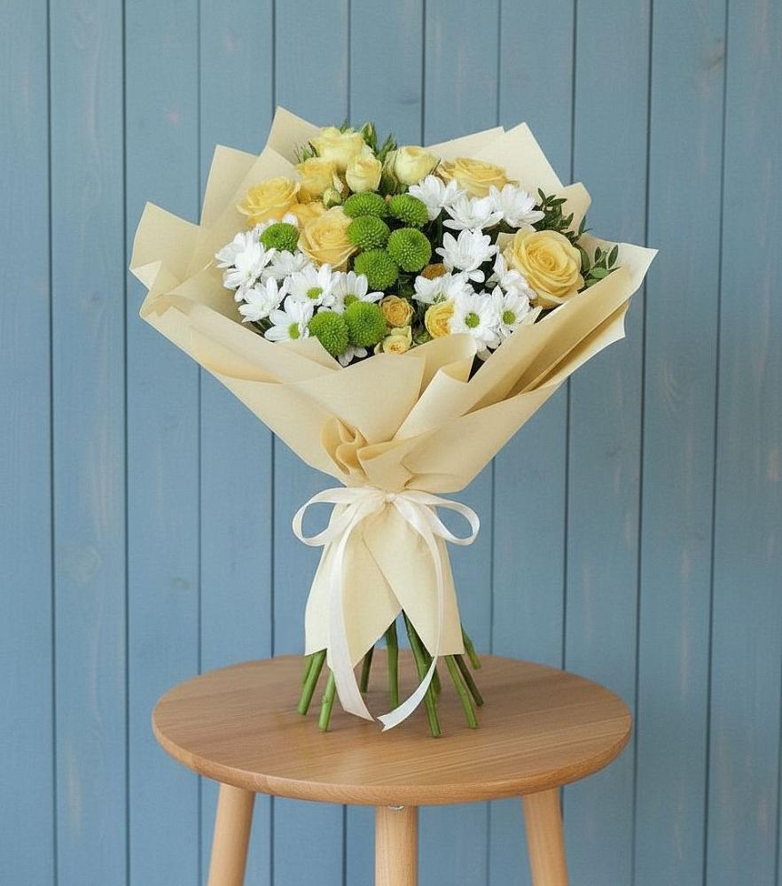 Букет цветов из: Хризантемы и Розы в Рудничном Кемеровской области