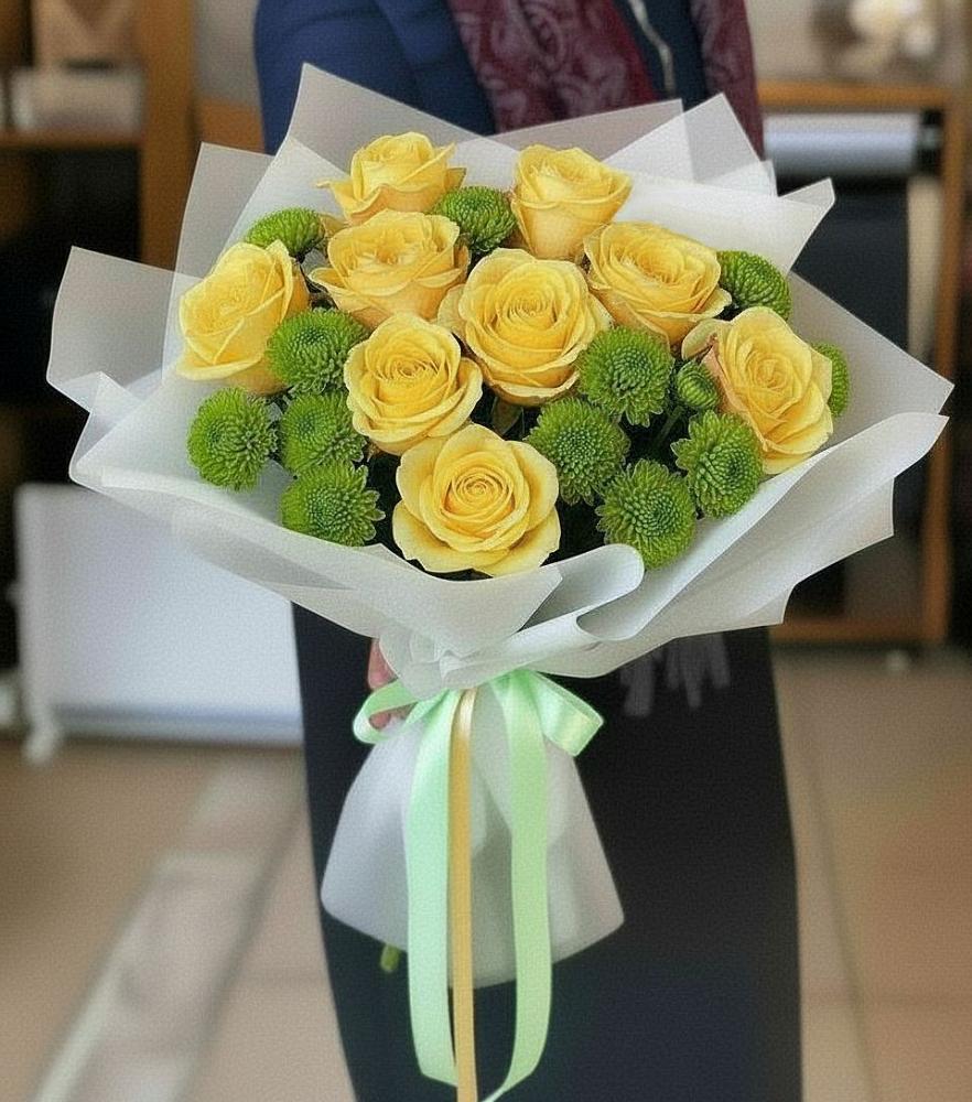 Букет цветов из: Хризантемы и Розы в Рудничном Кемеровской области