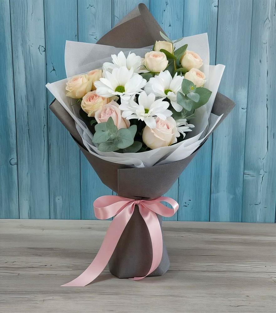 Букет цветов из: Хризантемы и Розы в Рудничном Кемеровской области