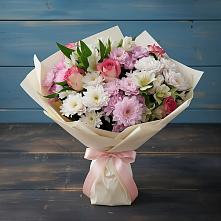 Букет цветов из:  Хризантемы, Альстромерии и Розы #REPLACE_PRED# Рудничном Кемеровской области