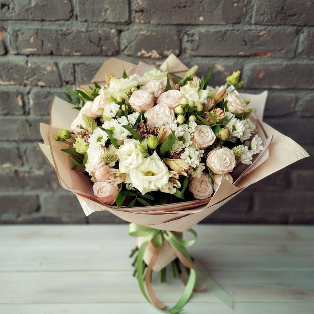 Букет цветов из: Альстромерии, Розы и Хризантемы в Рудничном Кемеровской области
