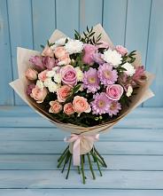 Букет цветов из:  Хризантемы, Розы и Альстромерии #REPLACE_PRED# Рудничном Кемеровской области