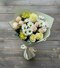 Букет цветов из:  Альстромерии, Розы и Хризантемы в Рудничном Кемеровской области